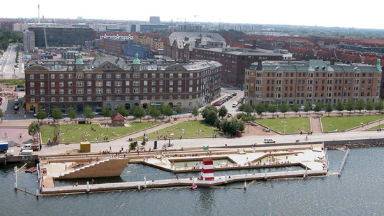 Aerial view of the waterfront