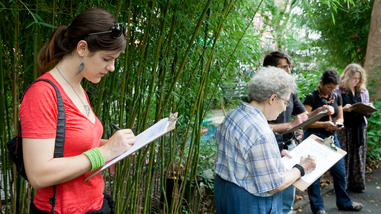 Workshop participants taking readings for Testing, Testing!