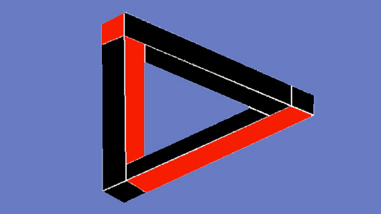 An illustration of a Penrose triangle