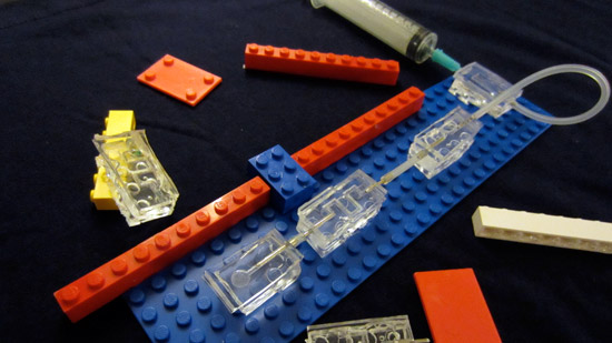 Lego blocks and a syringe