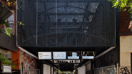 Exterior view of the BMW Guggenheim Lab in New York
